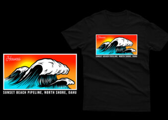 Sunset Beach Hawaii oahu t shirt template vector