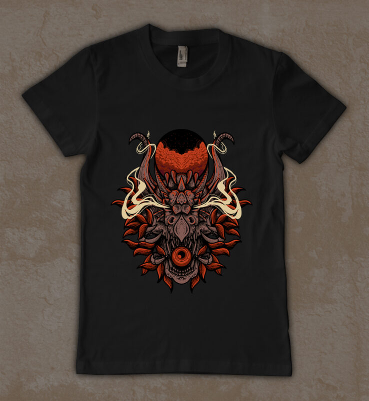 dragon skull t-shirt design