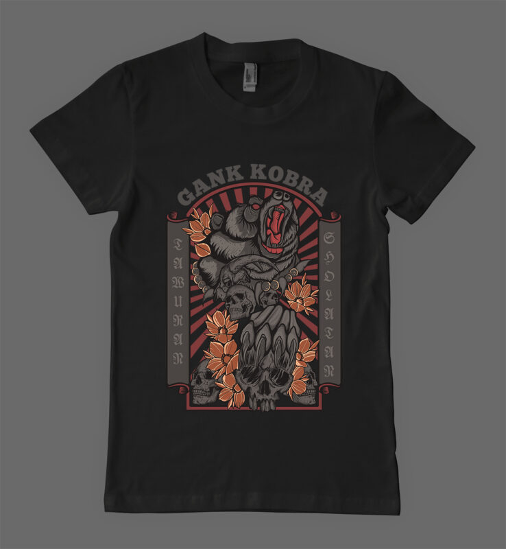 Bear skull scary T-shirt Design