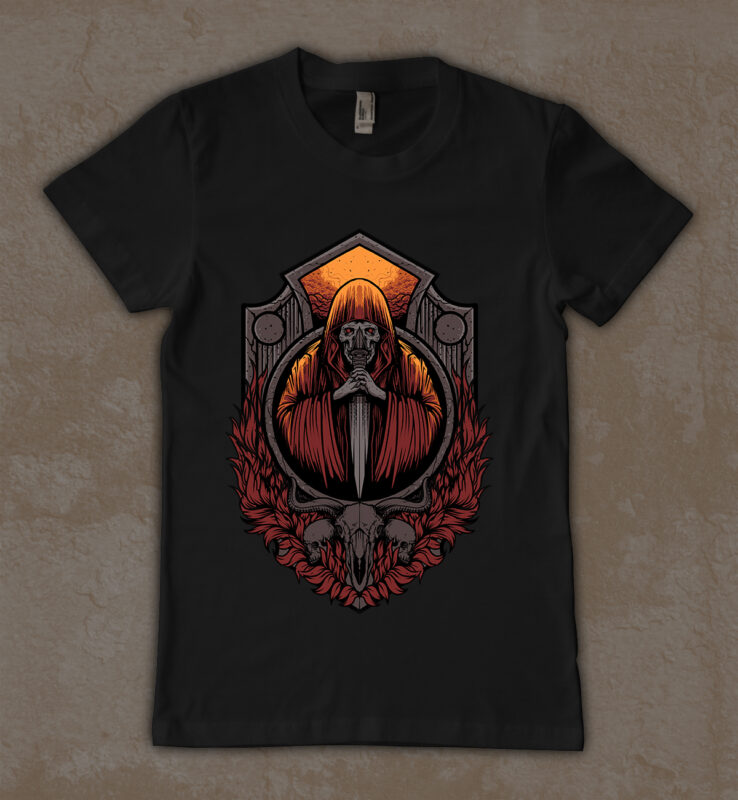 angel skull t-shirt design