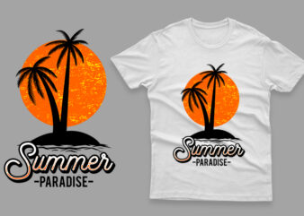 Summer Paradise Island t shirt template vector