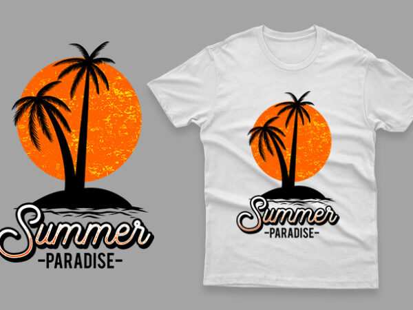 Summer paradise island t shirt template vector