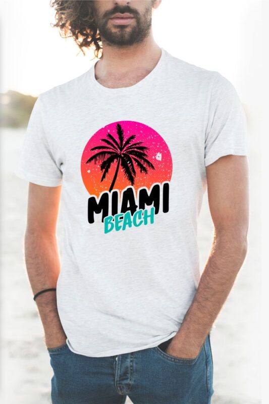 60 Surf Tropical Paradise T-shirt Design Bundle. Surfing Beach and Travel Tee Shirt Pack. California, Los Angeles, Miami, Florida, Hawaii Surf Rider Club. Eps Svg Png