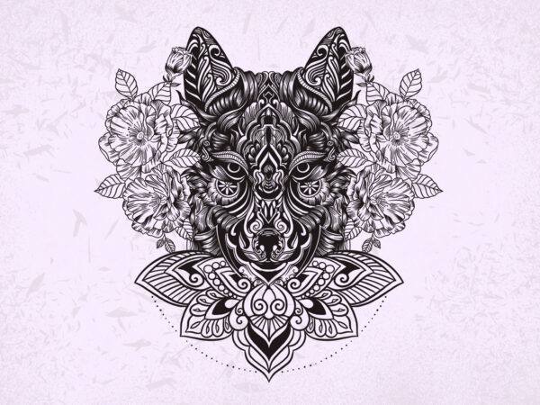 Wolf mandala t-shirt design