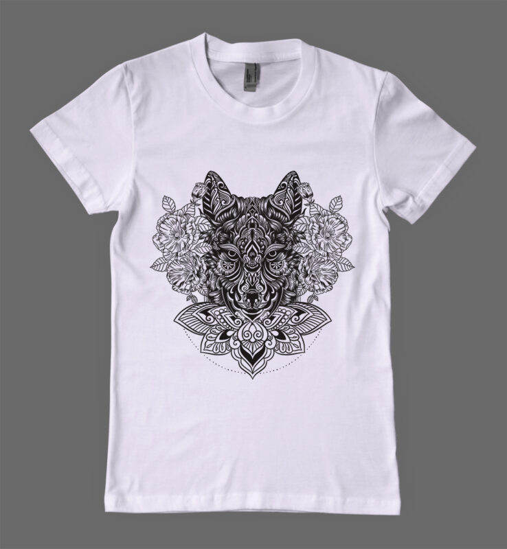 Wolf Mandala t-shirt design