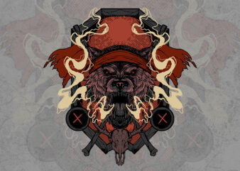 wolf head skull t-shirt design