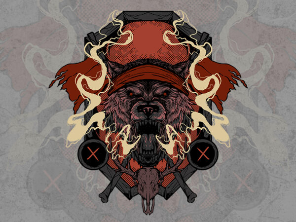 Wolf head skull t-shirt design