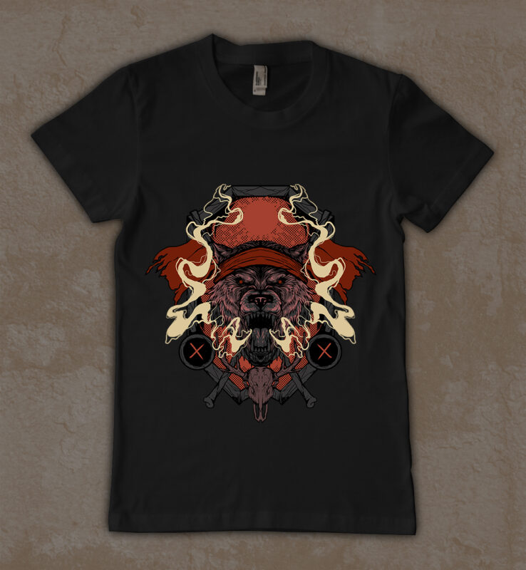 wolf head skull t-shirt design