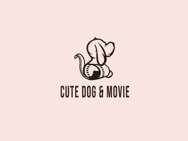 Cute dog and movie t-shirt design