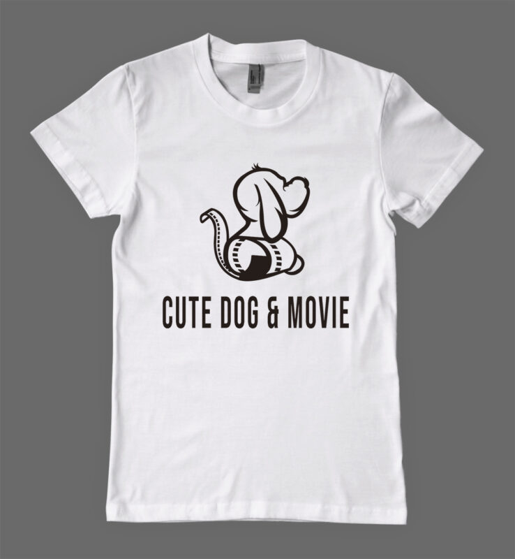 Cute Dog and Movie T-shirt Design