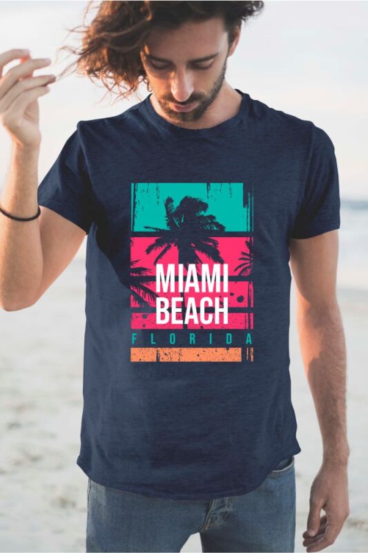 60 Surf Tropical Paradise T-shirt Design Vector Bundle. Surfing Beach, Outdoor and Travel Tee Shirt Pack. California, Los Angeles, Miami, Florida, Hawaii, Surf Rider Club.