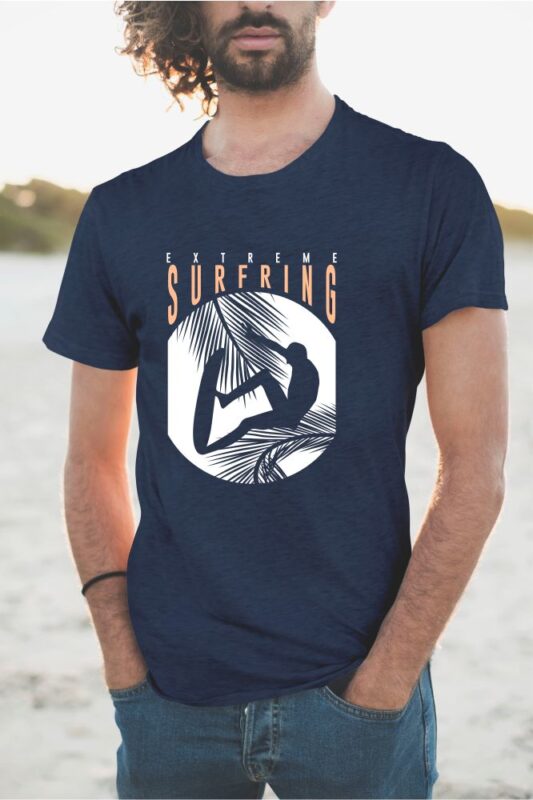 60 Surf Tropical Paradise T-shirt Design Bundle. Surfing Beach and Travel Tee Shirt Pack. California, Los Angeles, Miami, Florida, Hawaii Surf Rider Club. Eps Svg Png