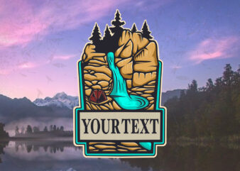 Waterfall on camp t-shirt design