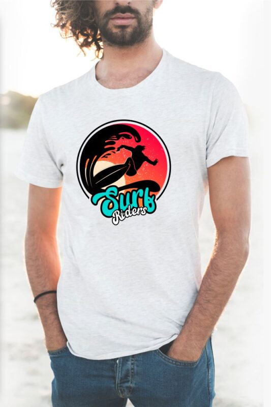 60 Surf Tropical Paradise T-shirt Design Bundle. Surfing Beach and Travel Tee Shirt Pack. California, Los Angeles, Miami, Florida, Hawaii Surf Rider Club. Eps Svg Png
