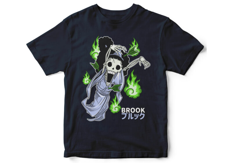BROOK Chibi, funny design, one piece anime tshirt design