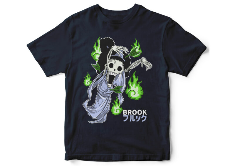BROOK Chibi, funny design, one piece anime tshirt design