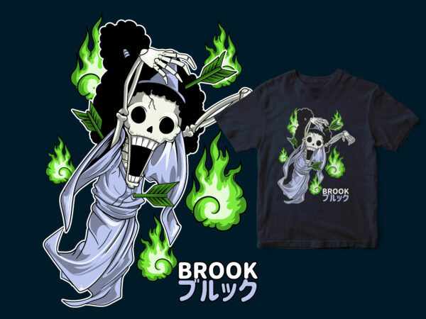 Brook chibi, funny design, one piece anime tshirt design