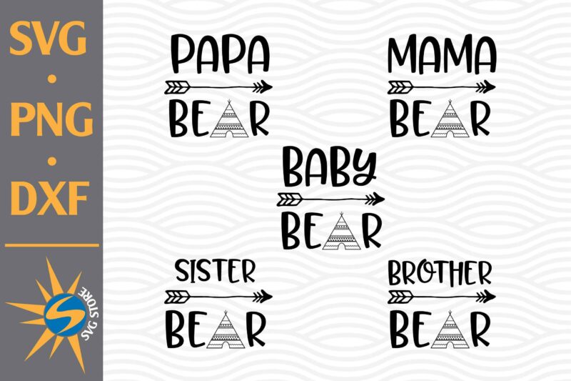 Bear Family SVG, PNG, DXF Digital Files