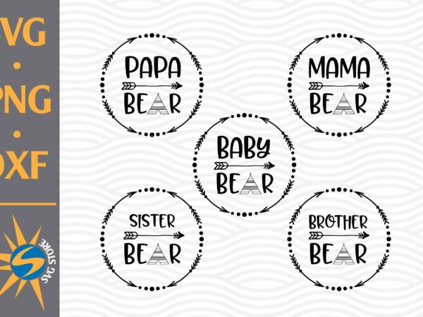Bear family svg, png, dxf digital files t shirt template