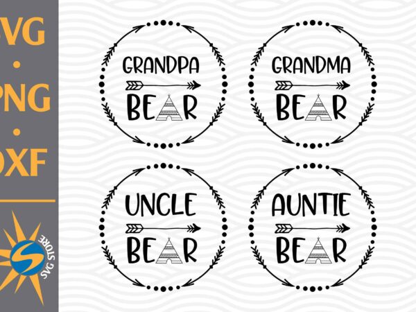 Bear family svg, png, dxf digital files t shirt template