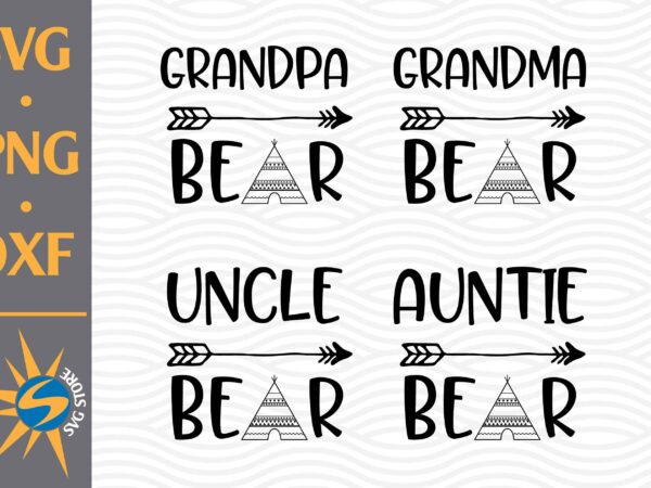 Bear family svg, png, dxf digital files t shirt template