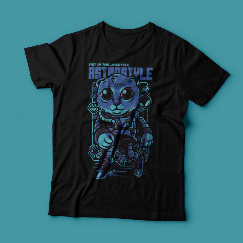 Astro Style Cat T-Shirt Design