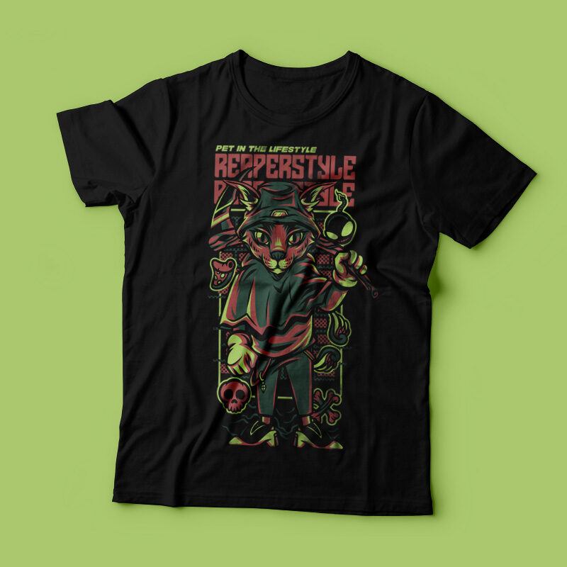 Reaper Style Cat T-Shirt Design