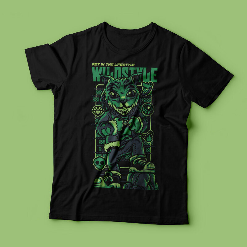Wild Style Cat T-Shirt Design