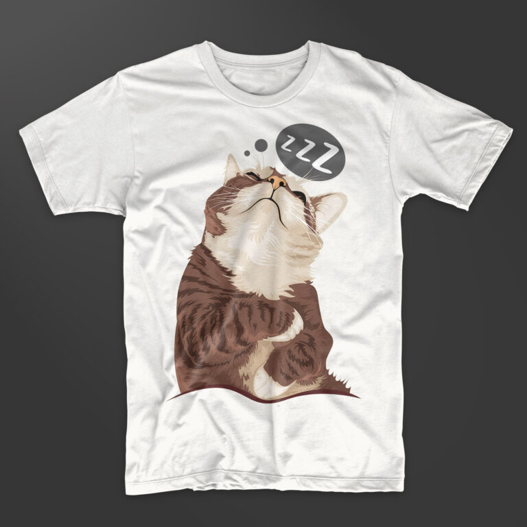 Cute sleeping cat t shirt design vector. Sleepy Kitten, pet animals t ...