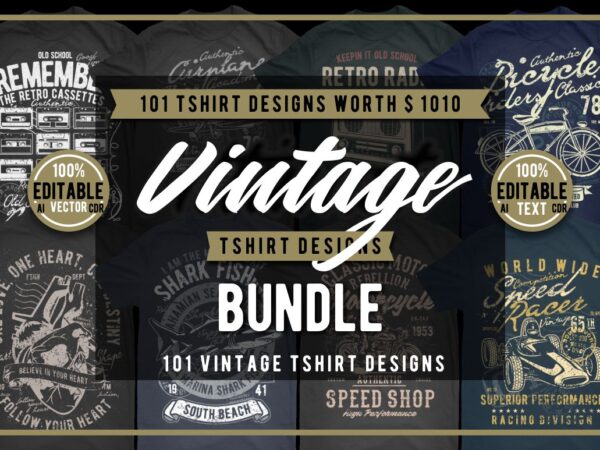 101 vintage tshirt designs bundle 3