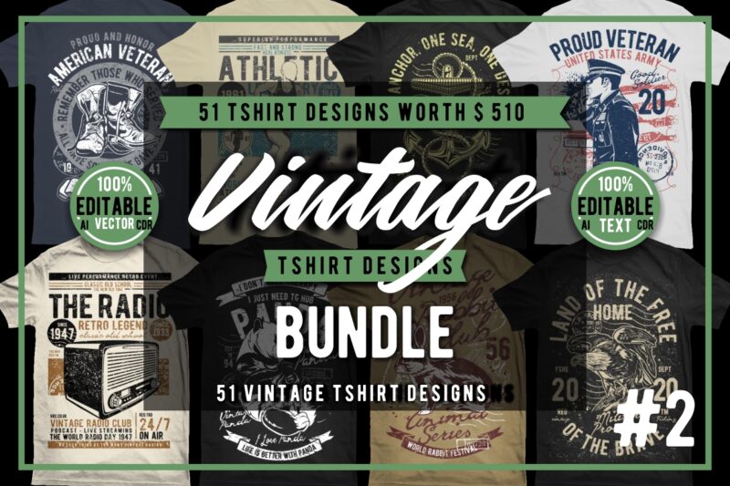 t-shirt vector 51 Vintage Tshirt Designs Bundle #3_2