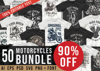 Vintage motorcycle t-shirt designs bundle, Motorcycle, Rider, Biker T shirt, T shirt design vector, svg, png, pod,