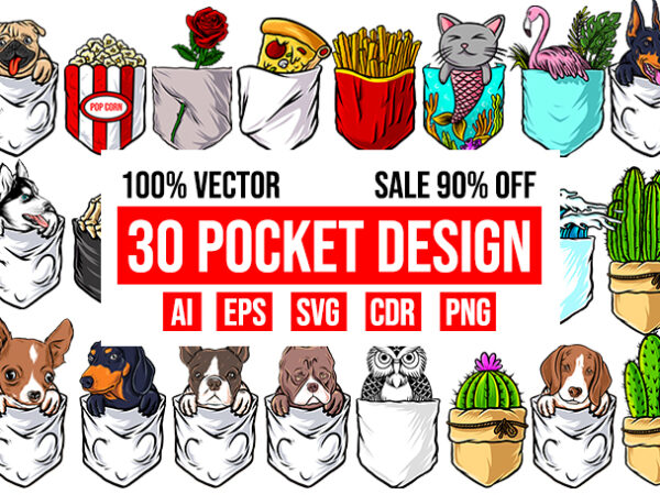 30 pocket design bundle 100% vector ai, eps, svg, png, cdr