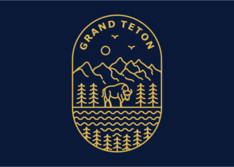 Grand Teton t shirt design template