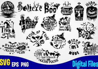 17 designs bundle, Halloween, Halloween svg, Funny Halloween designs svg eps, png files for cutting machines and print t shirt designs for sale t-shirt design png