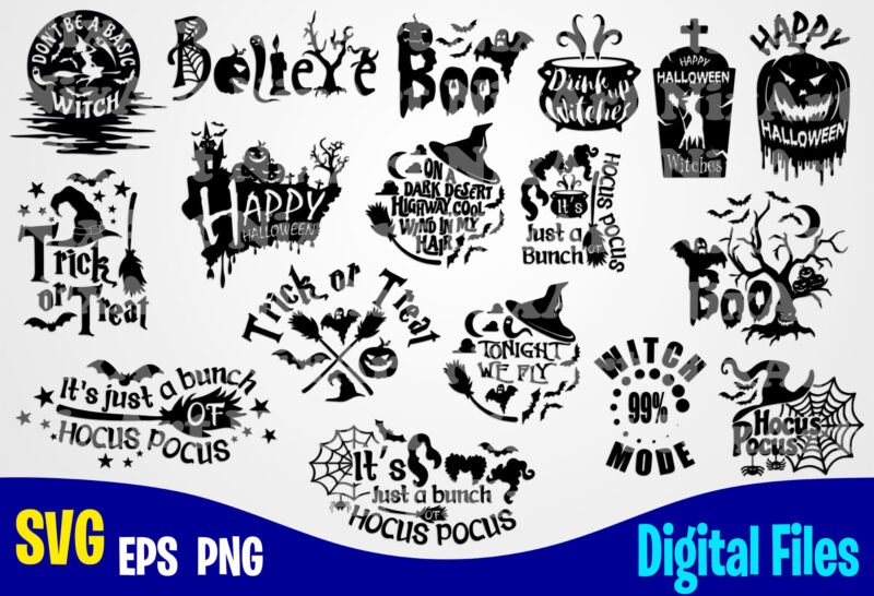 17 designs bundle, Halloween, Halloween svg, Funny Halloween designs svg eps, png files for cutting machines and print t shirt designs for sale t-shirt design png