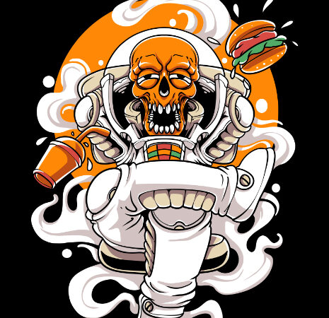 Skull astronaut awesome tshirt design