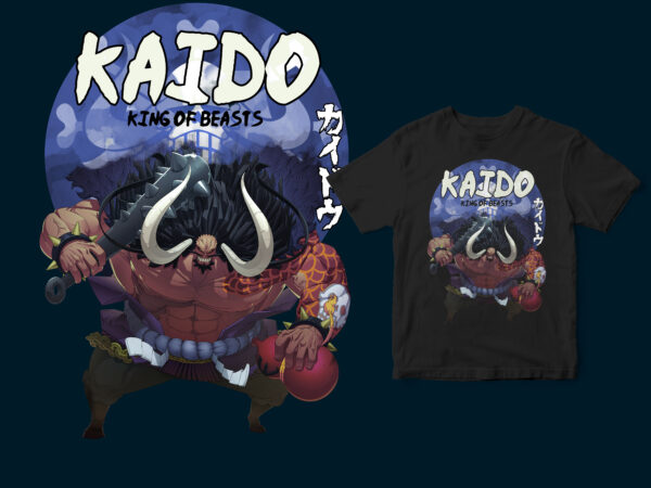 Kaido, one peace anime manga t-shirt design