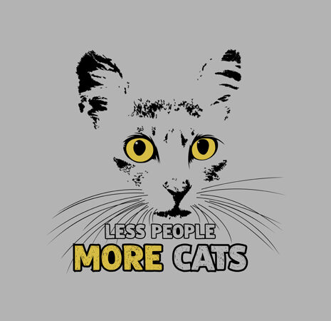 “less people more cats” design tshirt vector template for sale