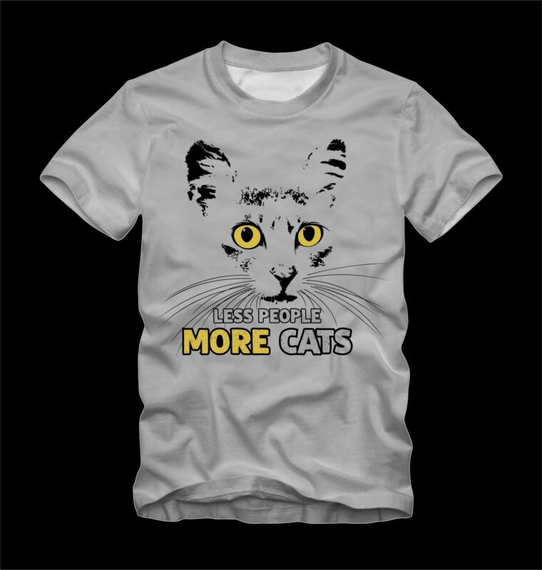 “Less People More Cats” design tshirt vector template for sale