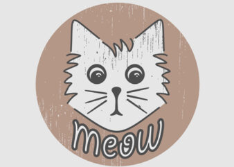 “Meow” Design Tshirt Vector Template for sale