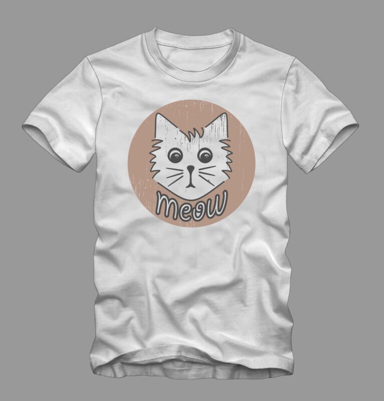 “Meow” Design Tshirt Vector Template for sale