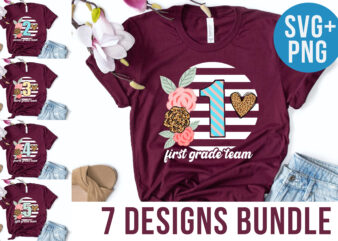 1-6 Grades T-shirt Designs Back to School Designs