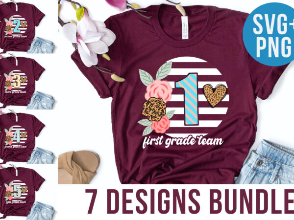 1-6 grades t-shirt designs back to school designs