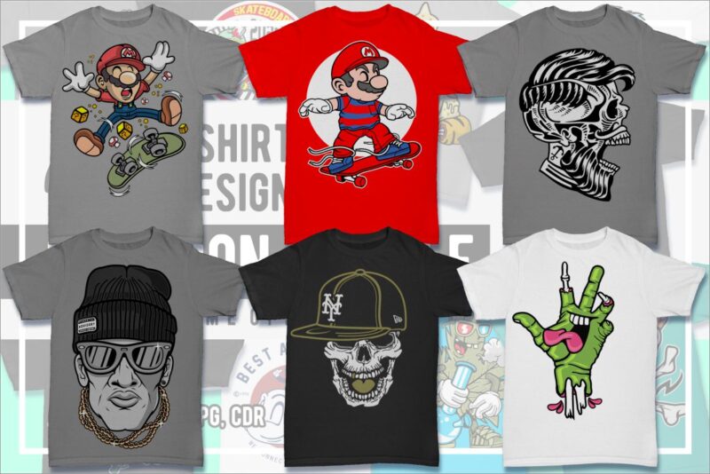 40 Cartoon Tshirt Designs Bundle #1