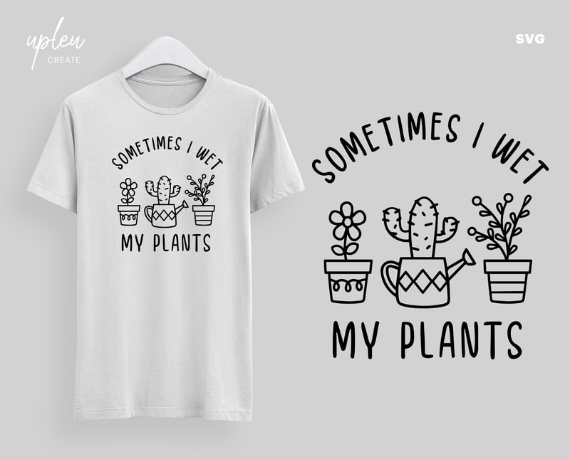 I Wet My Plants Black Funny Womens Graphic V-Neck T-Shirt