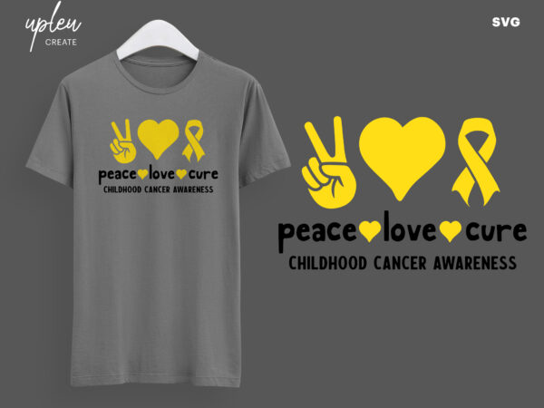 Peace love cure childhood cancer awareness svg,cancer ribbon svg, awareness ribbon svg t shirt illustration