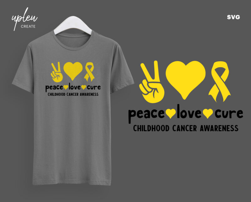 Peace Love Cure Childhood Cancer Awareness SVG,Cancer Ribbon SVG, Awareness Ribbon SVG