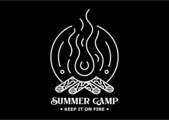 Summer Camp Fire t shirt template vector