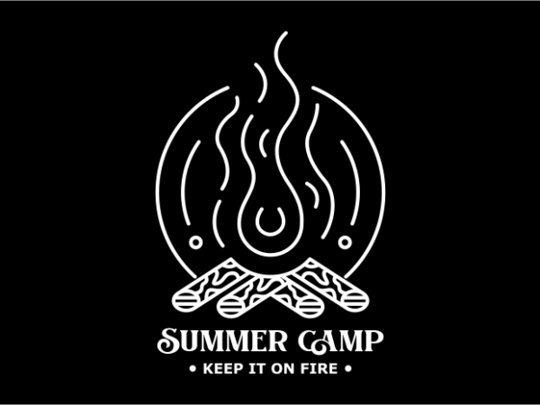 Summer camp fire t shirt template vector